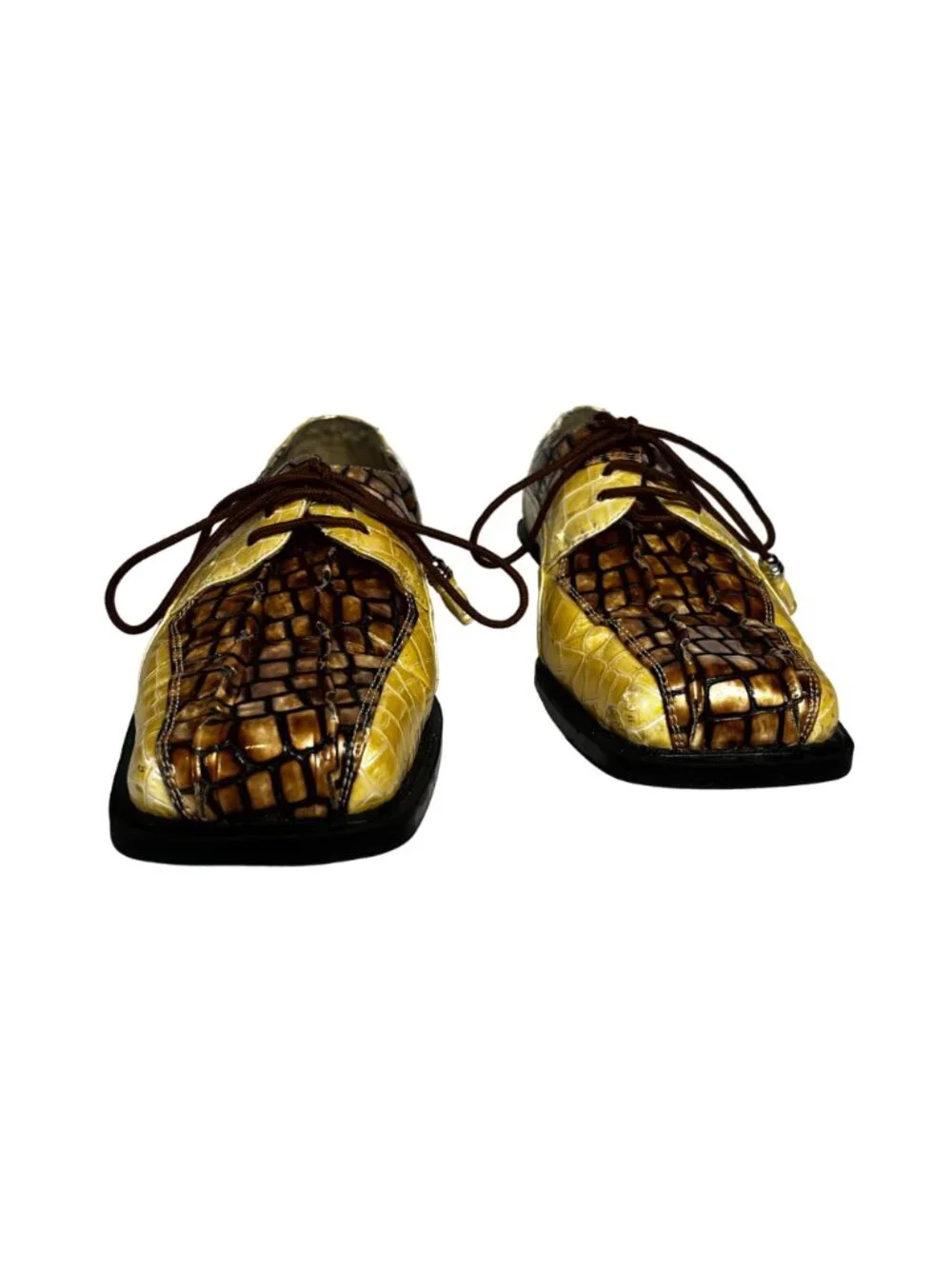 Platinum Mens Faux Leather Upper Crocodile Pattern Dress Shoes Size 8.5